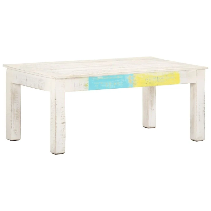 Coffee Table White 43.3x23.6x17.7 Solid Mango Wood