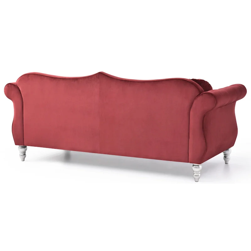 Black / Dark Gray / Burgundy / Navy / Ivory / Pink / Green Velvet Button Tufted Sofa – Glam Style, Seats 3
