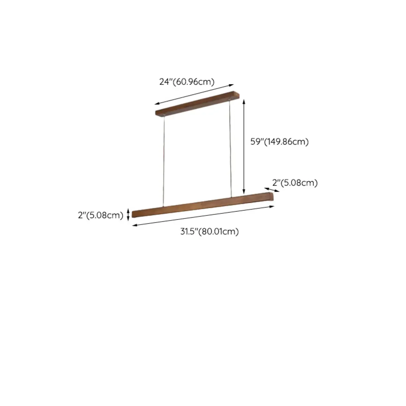 Walnut Wood Rustic Island Light in Rectangular Shape