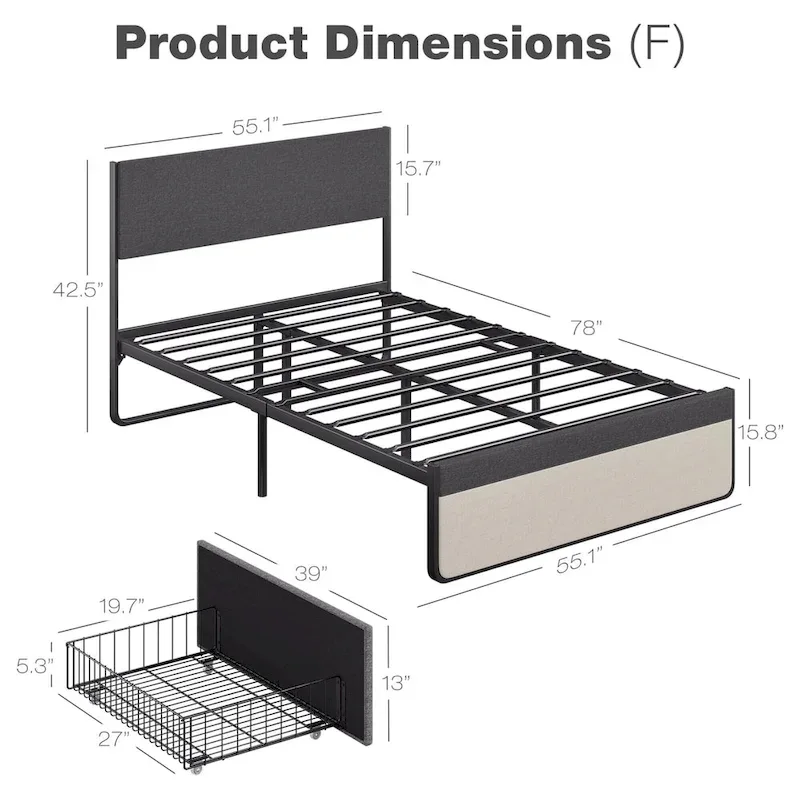 Bed Frame with 2 Storage Drawers
