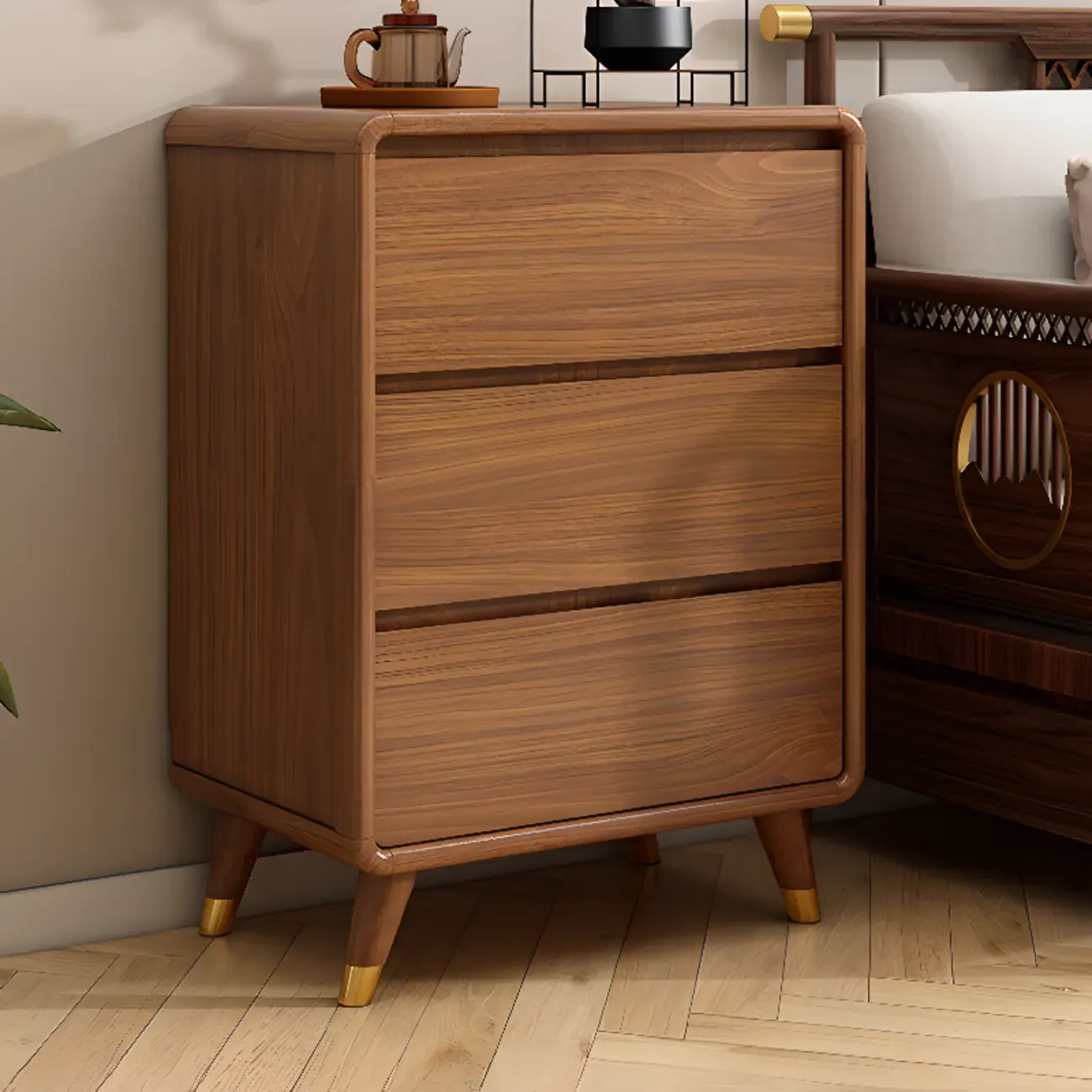 Cube Brown Wooden Console Chest in 8-Drawer