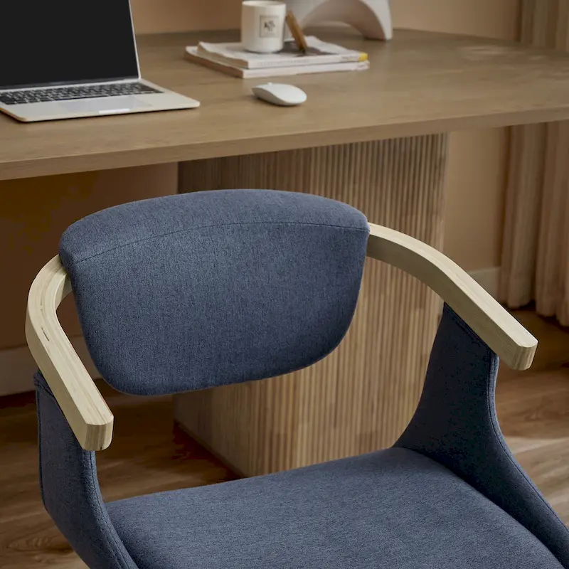 Swivel Upholstered and Wood Accent Chair