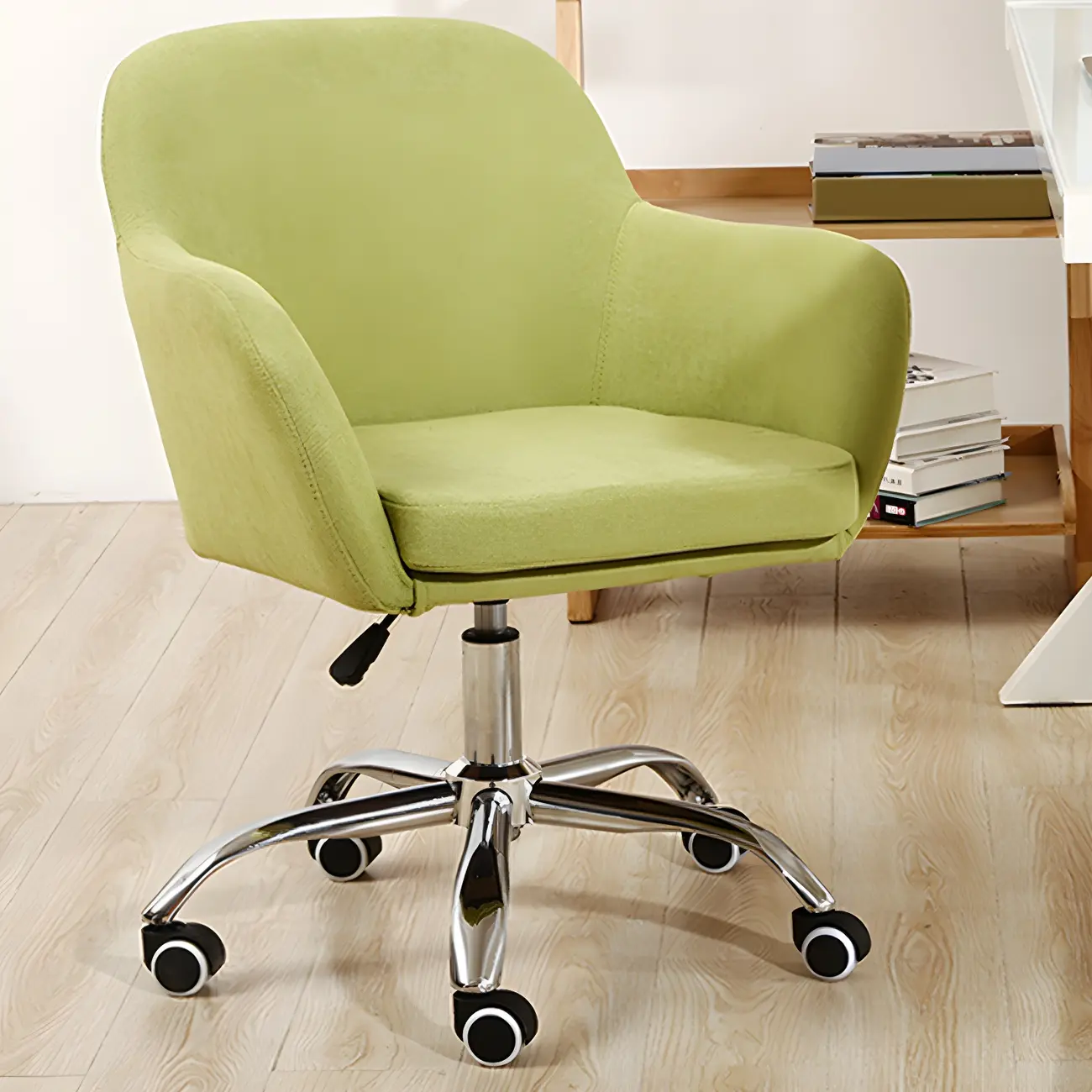 Low-back Green Fabric Swivel Armrest Office Chair