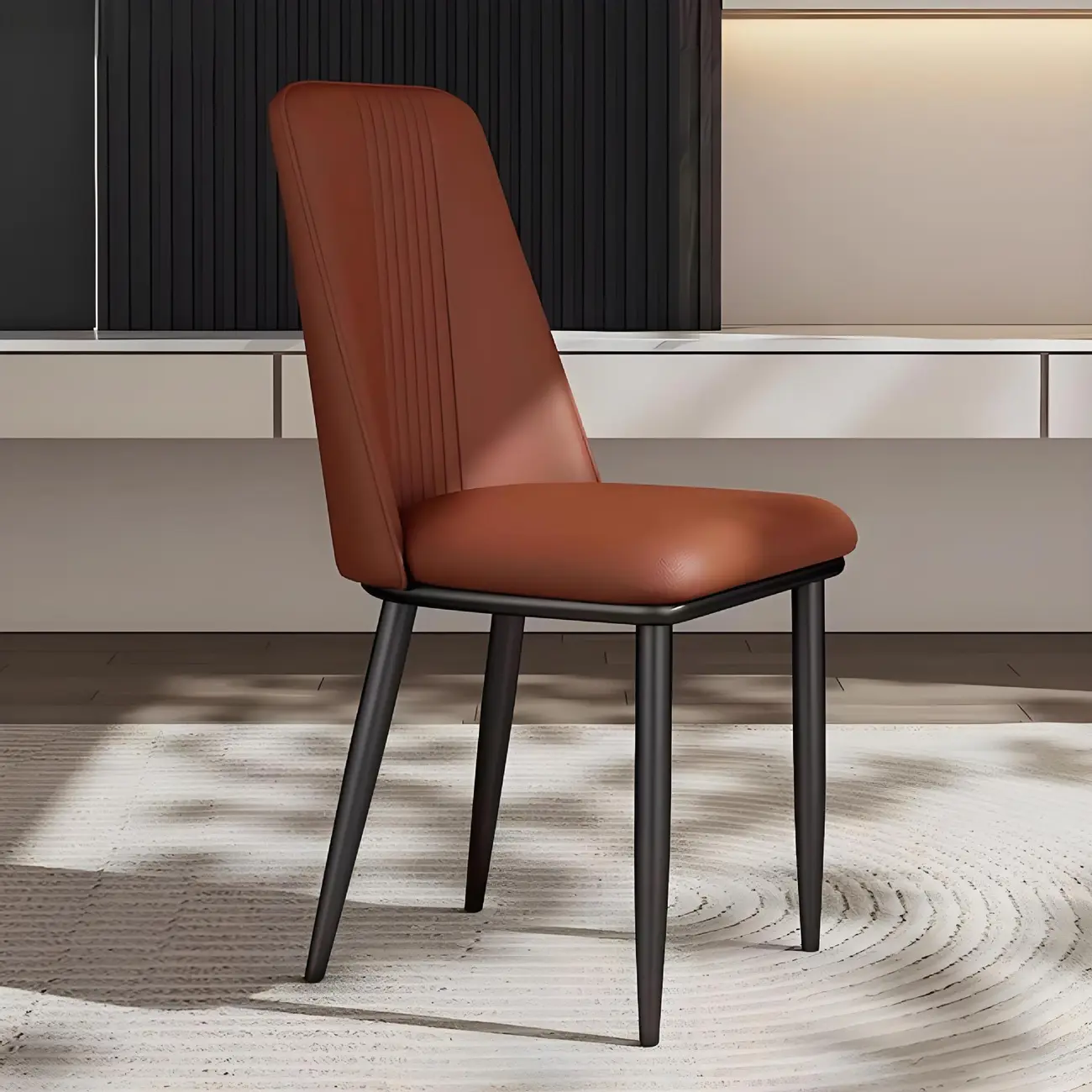 Modern Faux Leather Metal Frame Dining Chair Set of 2