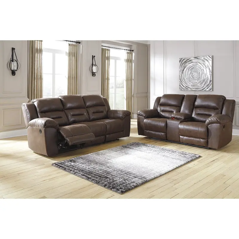 Stoneland Contemporary Reclining Sofa Chocolate