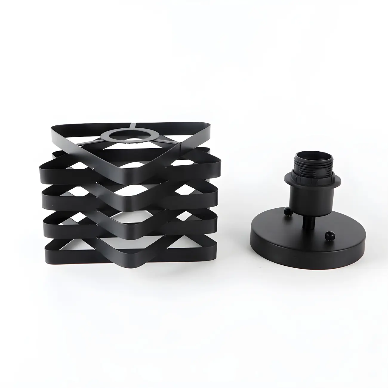 Industrial Geometric Black Iron Hallway Semi Flush Ceiling Light