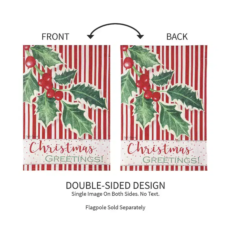 Evergreen Flag Christmas Greetings Welcome Garden Flags 12x18 Double Sided, Outside, Christmas Garden Flag