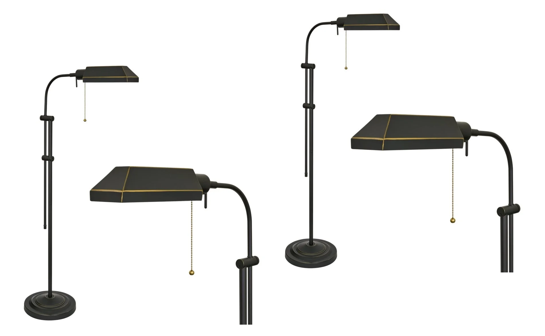 Kira Home Prescott 58 6W LED Bulb (60W eq.) Modern Industrial Adjustable Standing Pharmacy Floor Lamp