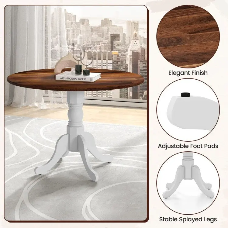 Wooden Dining Table with Round Tabletop and Curved Trestle Legs - 39.37 x 39.37 x 28.74
