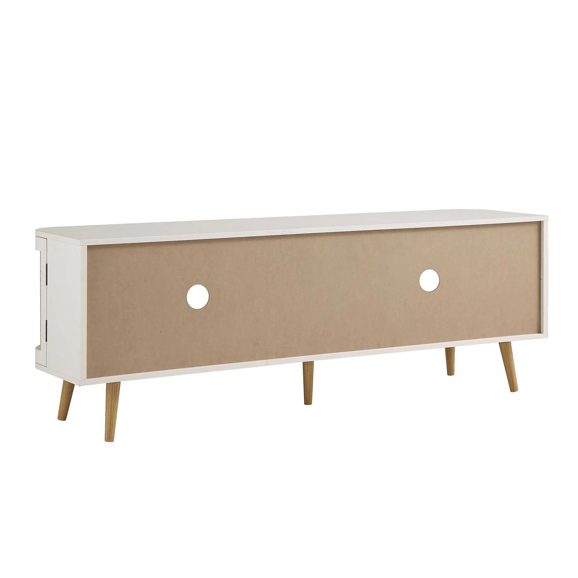 Curved Rattan 63 Wide TV Unit, White