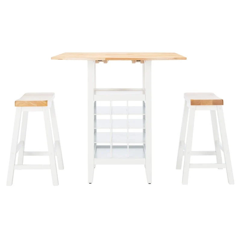 SAFAVIEH Mascha 3-Piece Set Drop Leaf Pub Table - 36  W x 36  L x 36  H - 36Wx36Dx36H