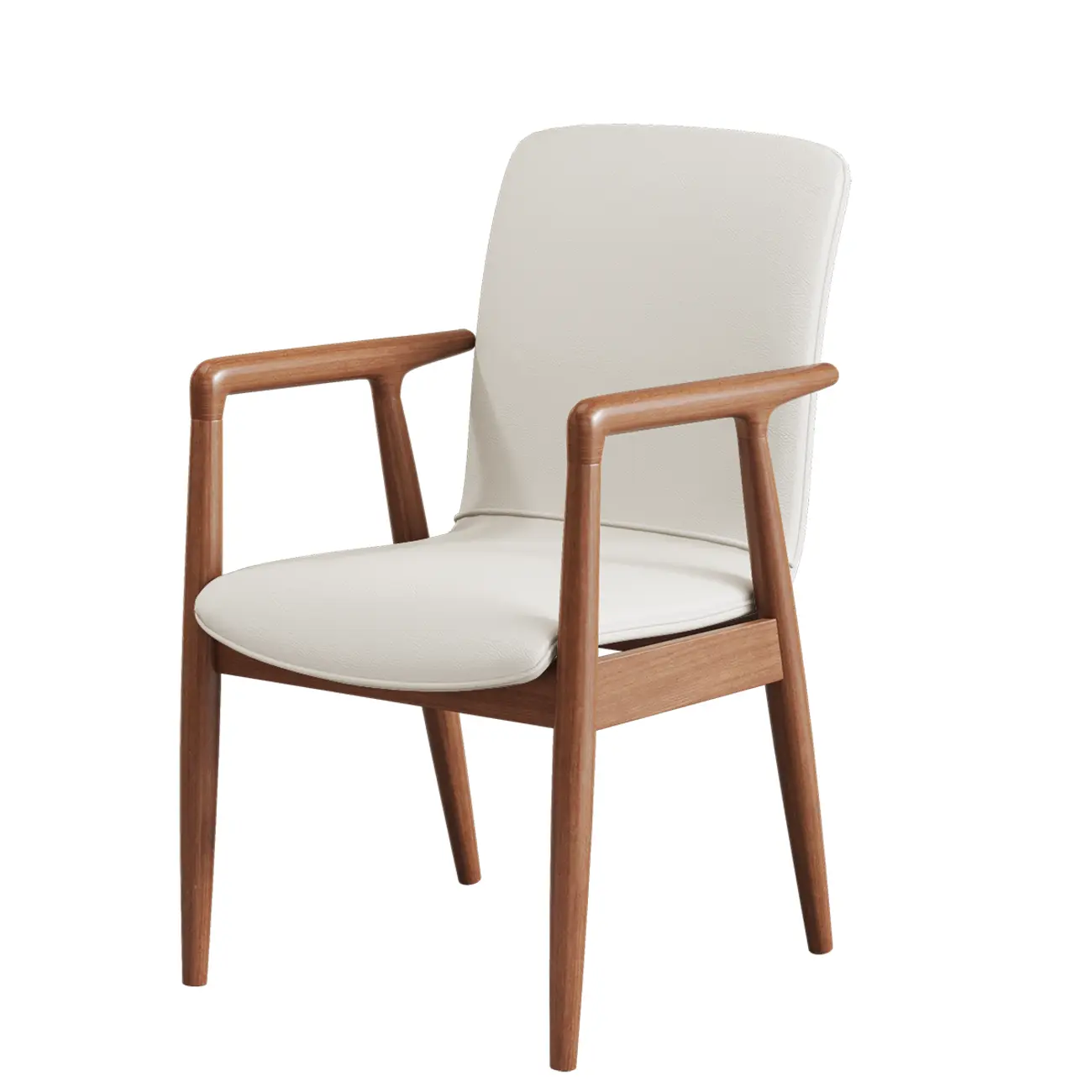 Modern Wood Faux Leather Upholstered Dining Armchair