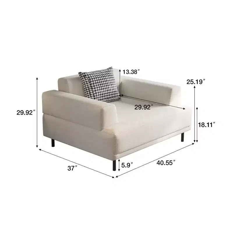 Luck Live Modern Breathable Cotton-Linen Fabric Sofa, couch,Solid Wood Frame, High-Elastic Sponge Seat Cushion Light Beige