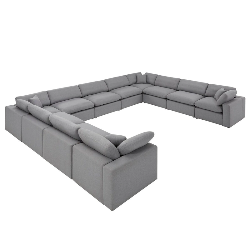 Anka Grey Linen Down Filled Cushioned 11-Seat Sectional Sofa by iNSPIRE Q Modern