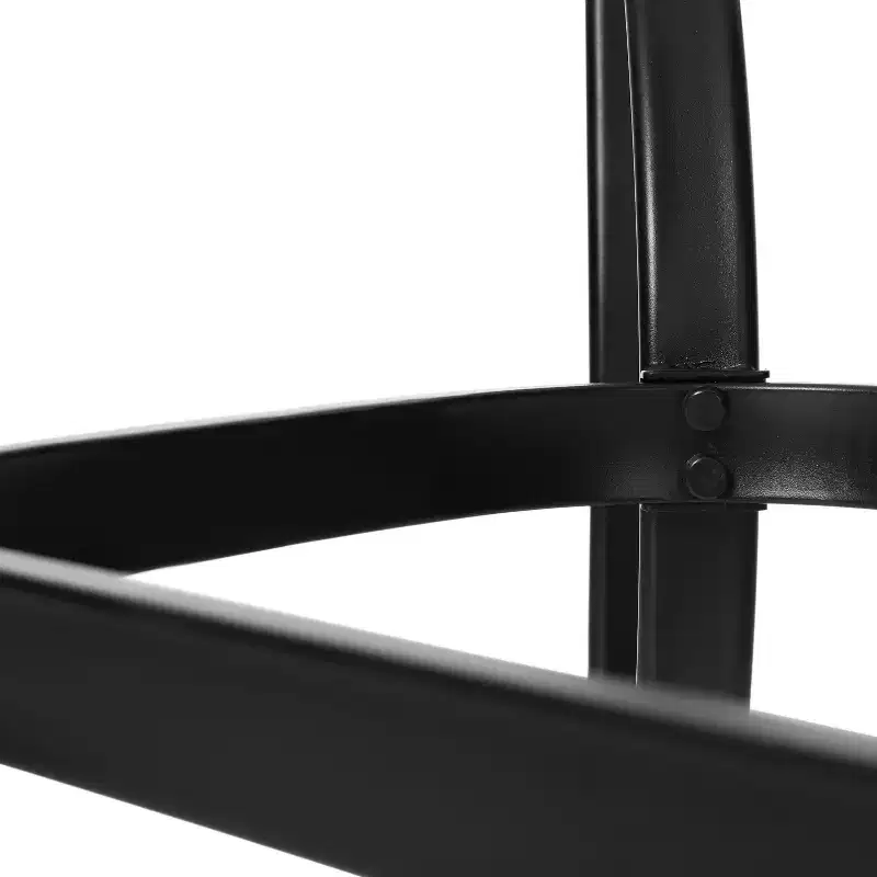 Emma and Oliver Rectangular Tempered Glass Top Patio Table with Umbrella Hole and Black Steel Tube Frame
