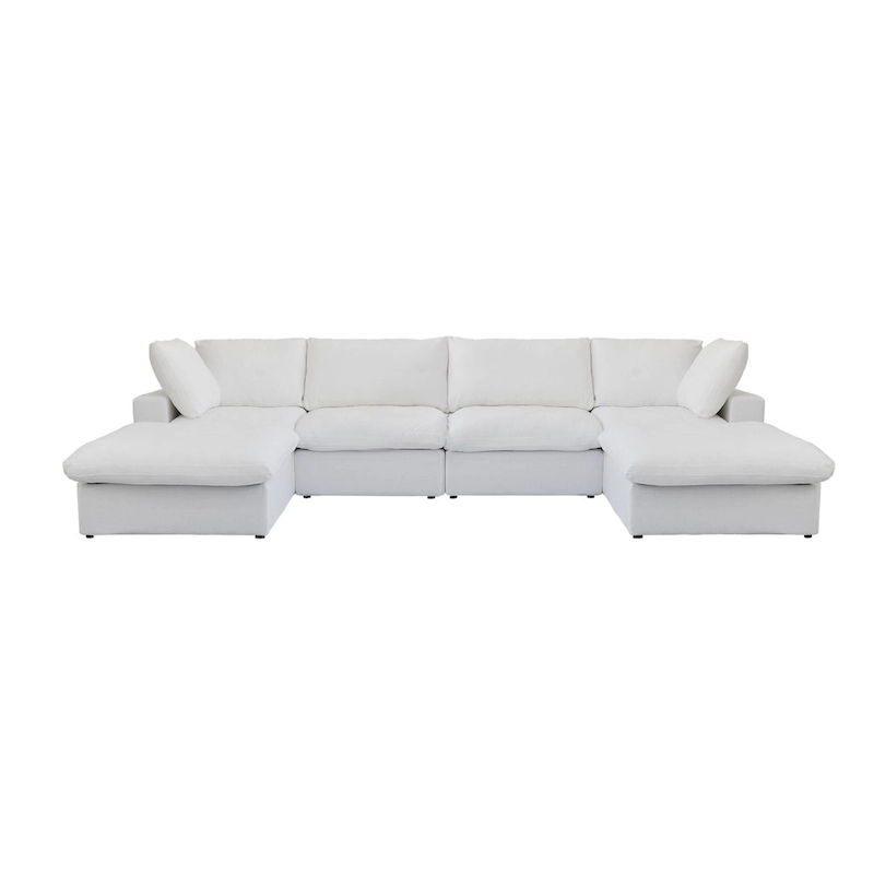 Large U-Shape Linen Reversible Modular Seating Component Sectional with 2 Ottoman