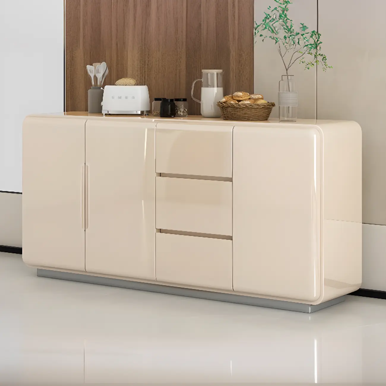 Scandinavian White Sideboard with Drawers & Cabinets