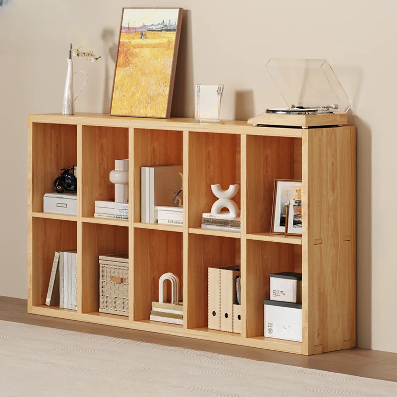 Modern Modular Rectangular Lateral Pine Wood Bookcase