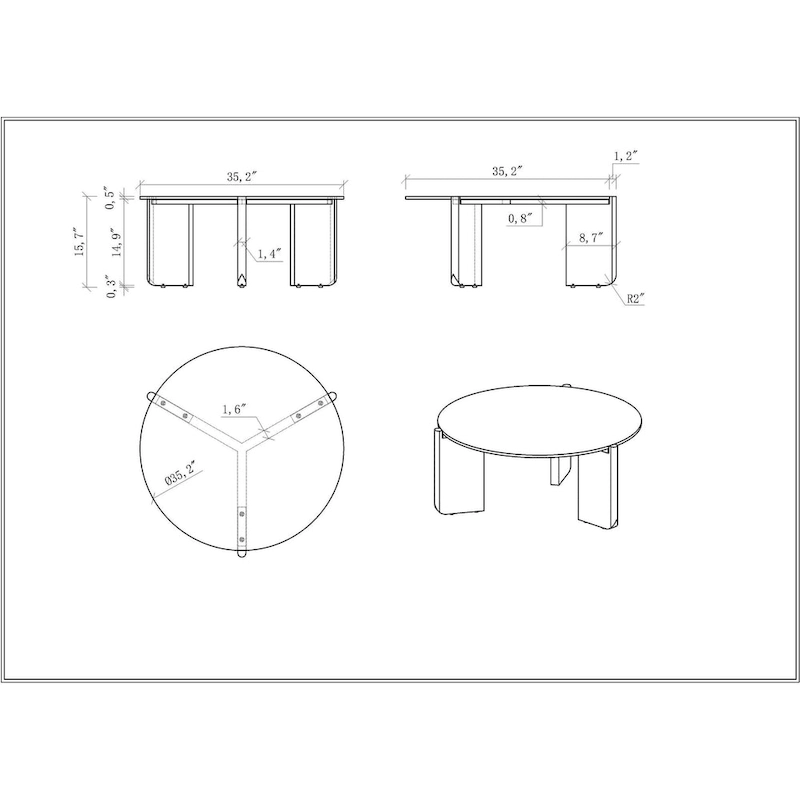 Somette Helida Sintered Stone Top Cocktail Table