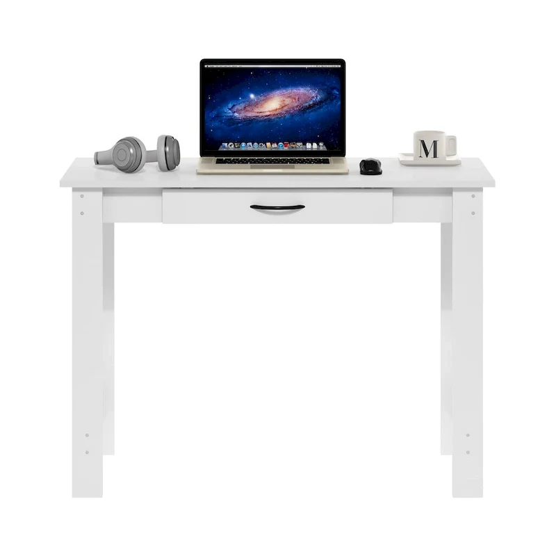 Writing Desk with Drawer - White Home Office Desk