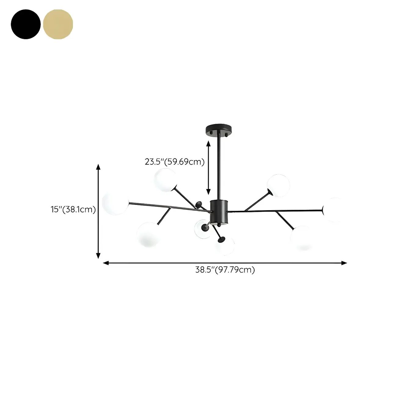 Mid-Century Modern White Globe Glass Sputnik Chandelier