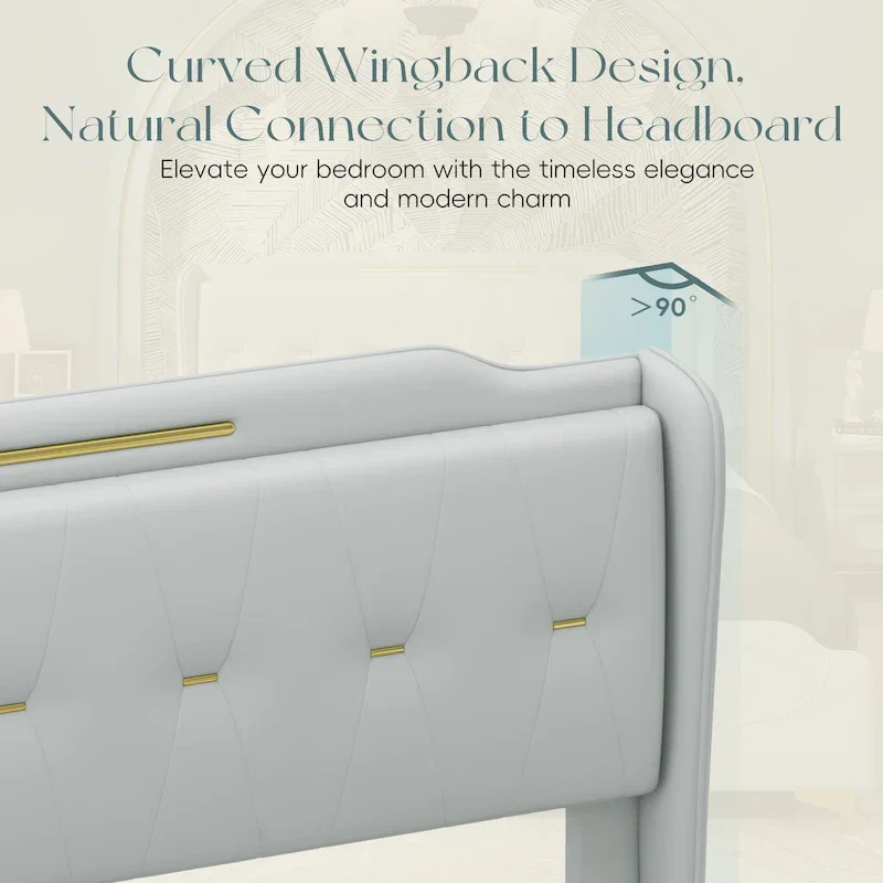 Modern Soft-Upholstered PU Leather Bed
