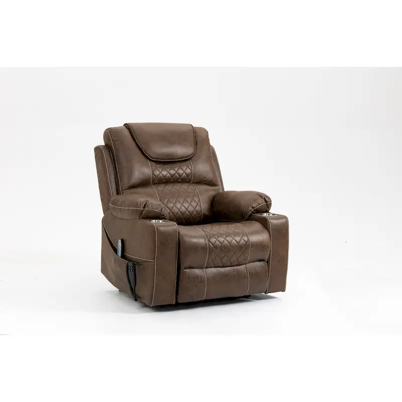 Brown/Blue Oversized Velvet Lift Recliner for 1 Person