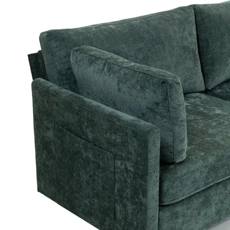 111.42  Chenille Upholstered Three Seater Sofa