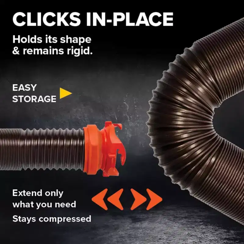 Camco RhinoFLEX 15 Ft RV Sewer Hose Kit with Clear Elbow and 4-in-1 Adapter