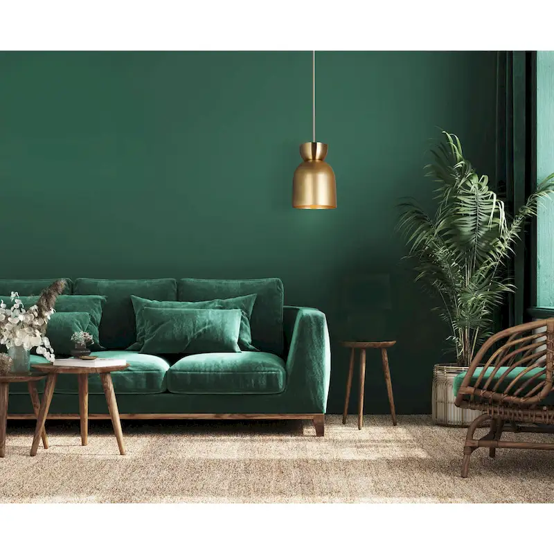 AUREA 60-Watt 1 Light Gold Mid Century Modern Pendant with Gold Metal Shade