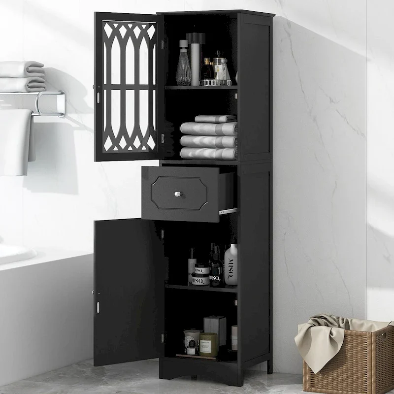 Freestanding Bathroom Storage Cabinet with Drawer and Doors