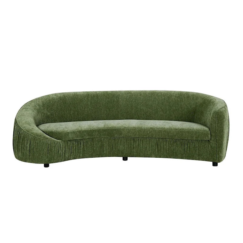 Modern Curved Shaped Sofa Upholstered 4-Seat Fabric Sofa Couch