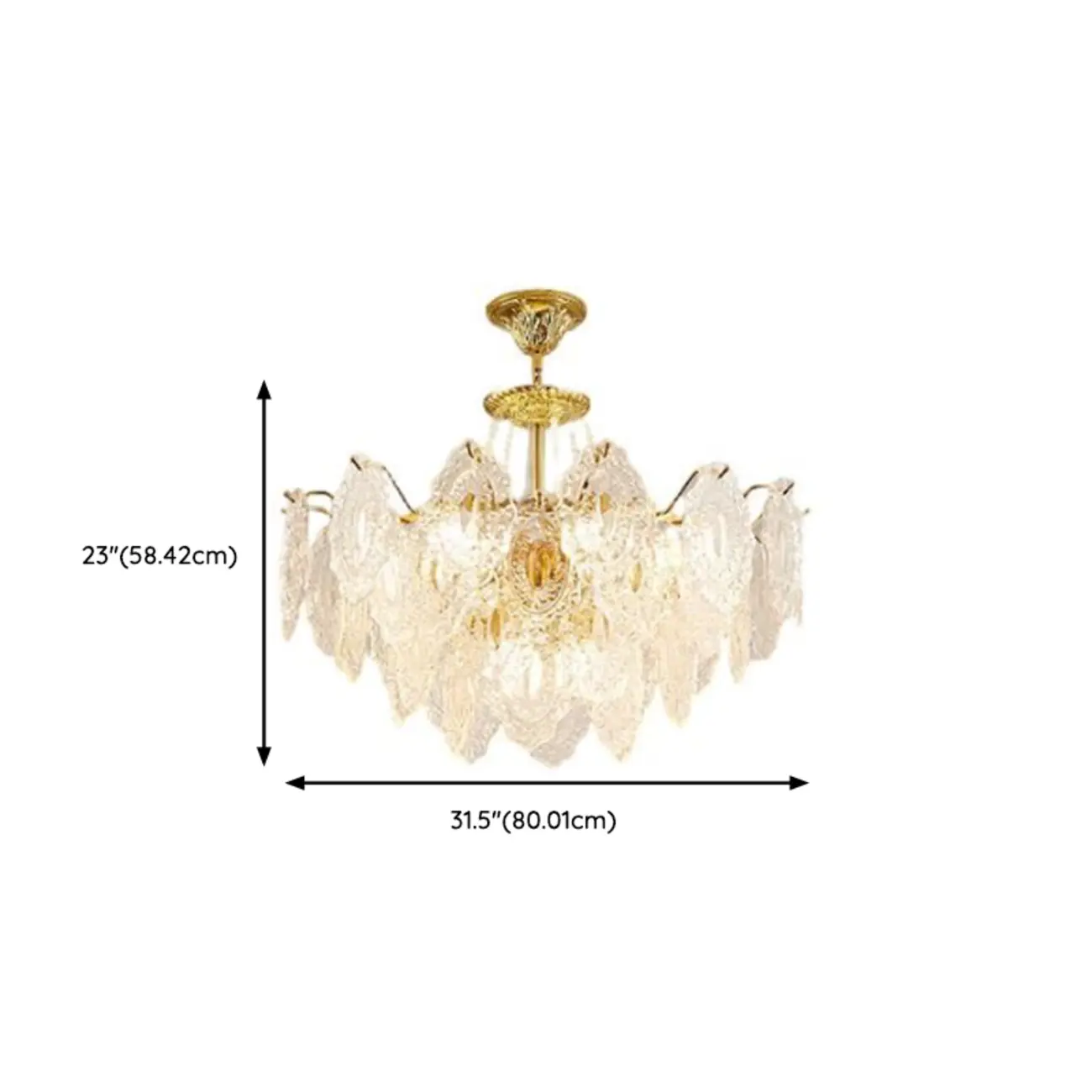 Luxurious Gold Crystal Leaf Round Pendant Chandelier