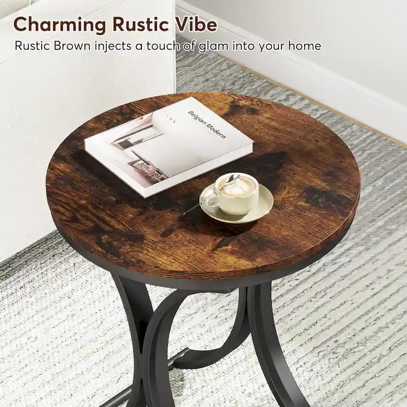 White Gold Side Table Round End Table Modern Small Coffee Table Accent C Table