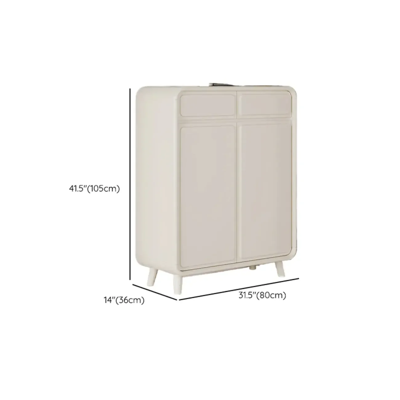 Entryway Solid Wood Shoe Cabinet in White