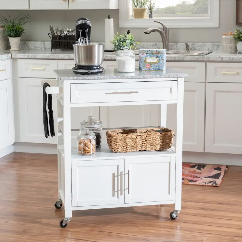 Barbara Rolling Mobile Kitchen Cart with Granite Top