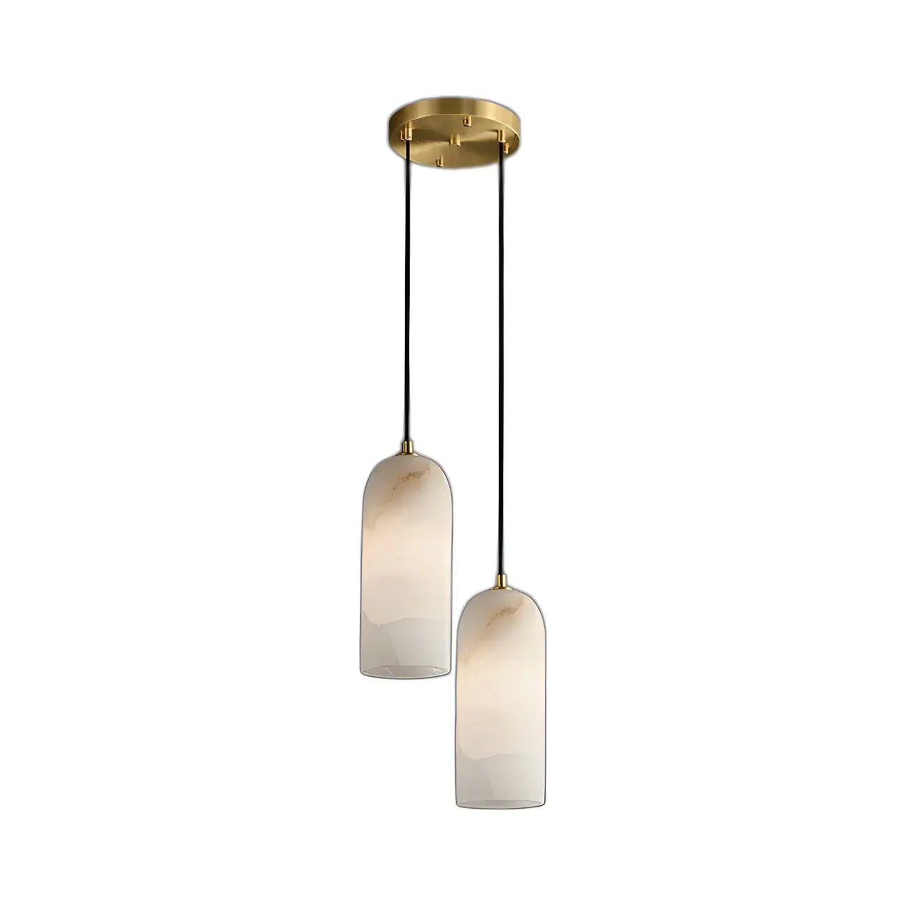 Modern Gold Bell Alabaster Adjustable Pendant Light