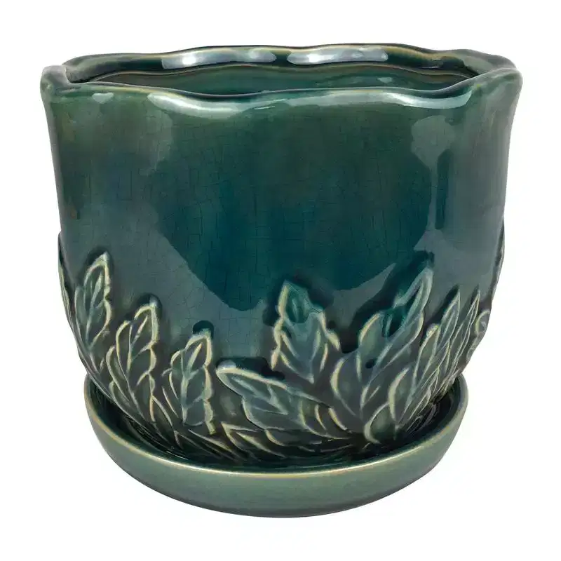Border Concepts Ceramic Sofia Planter - 4.25 in. - Turquoise - Case of 6