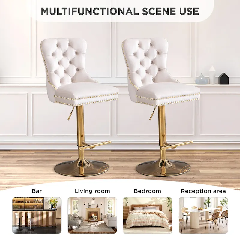 Modern Upholstered Adjusatble Thick Swivel Counter Barstools