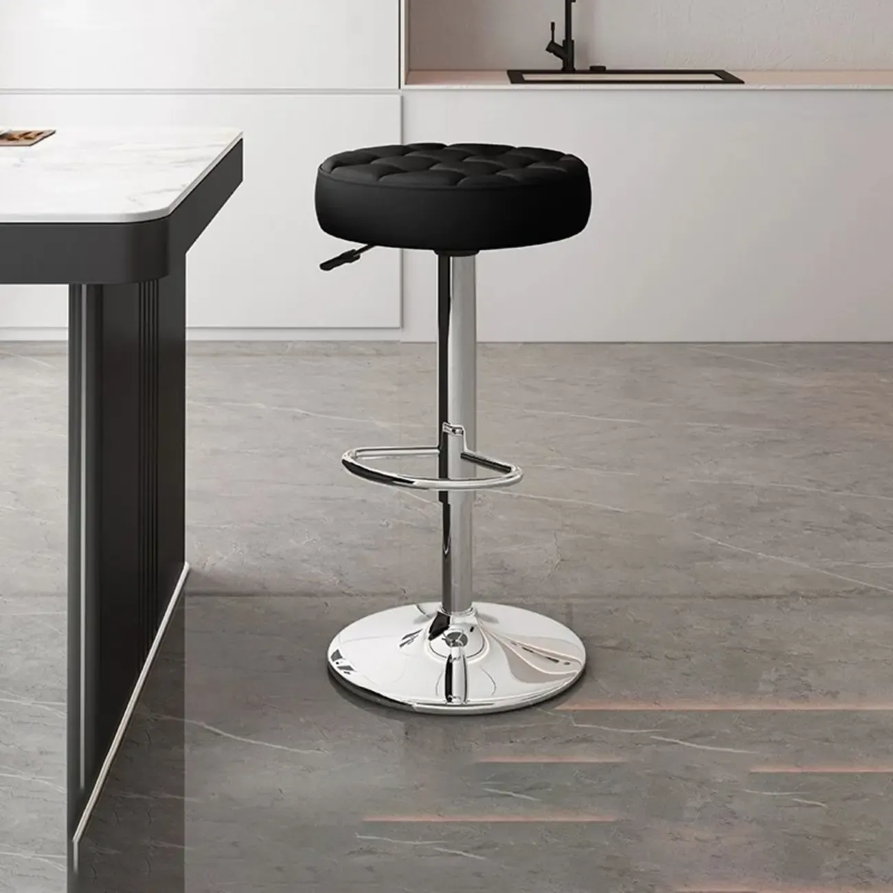Leather Upholstered Adjustable Swivel Bar Stools