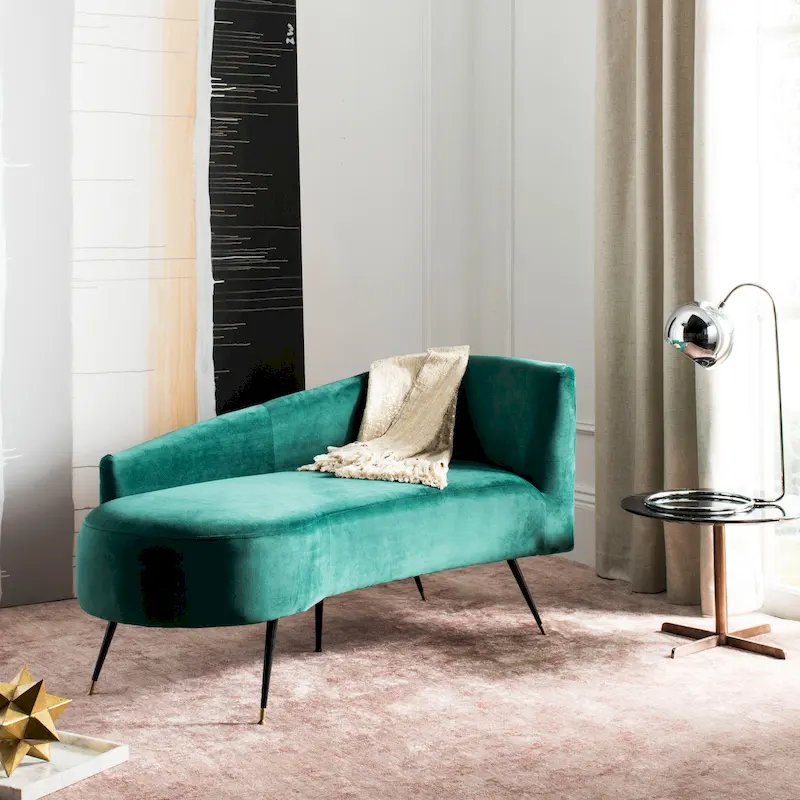 SAFAVIEH Helgrit Black/Gold Velvet Retro Glam Settee - 57.5  W x 27  D x 28  H - 58Wx27Dx28H