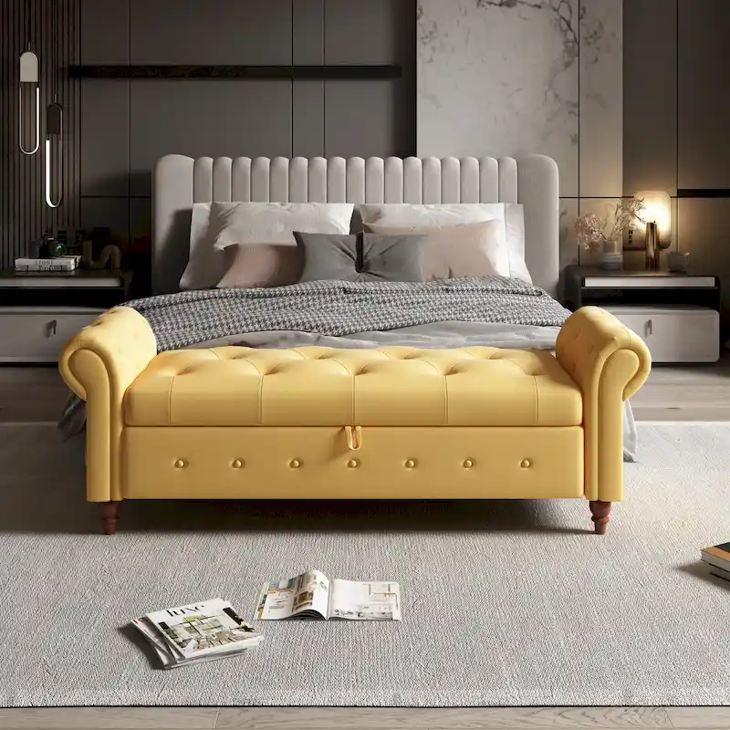 Tufted Upholstered Storage Bench — Bedroom, Entryway & Living Room