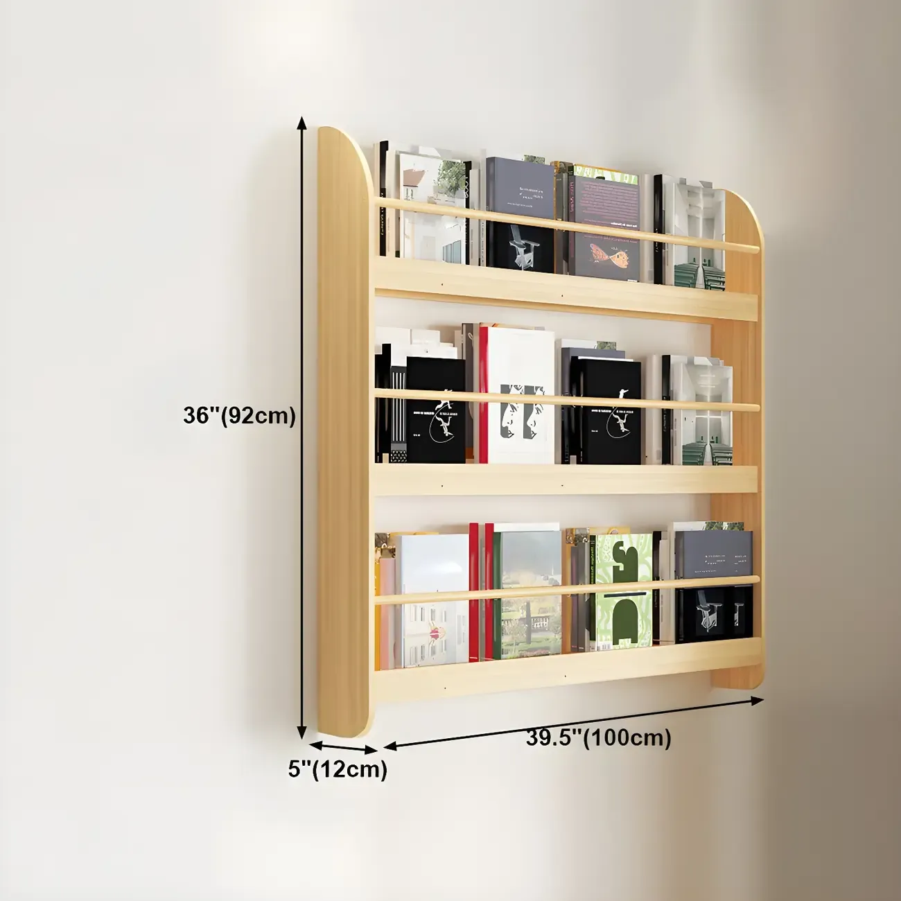 Modern Slim Wood Wall-Mounted Bookshelf