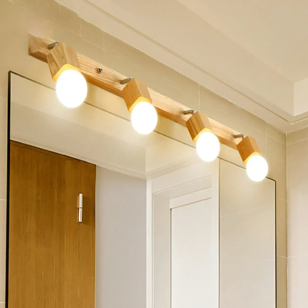 3-Light Modern Wooden Linear LED Vanity Lights