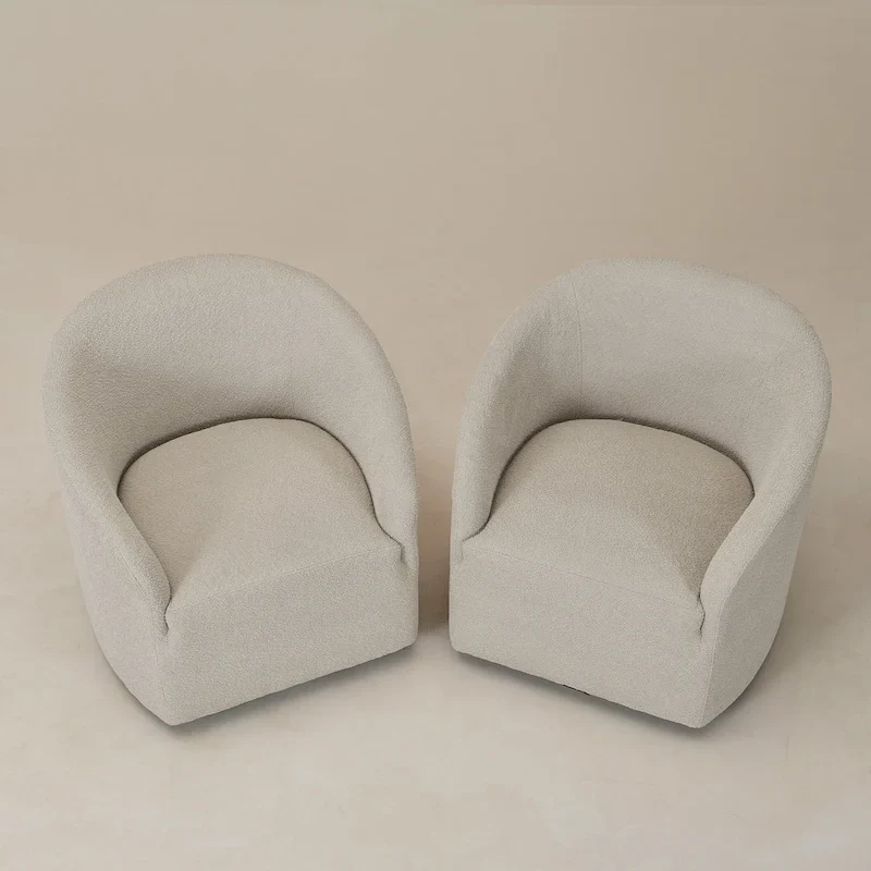32W Boucle Upholstered Swivel Barrel Armchair (Set of 2)