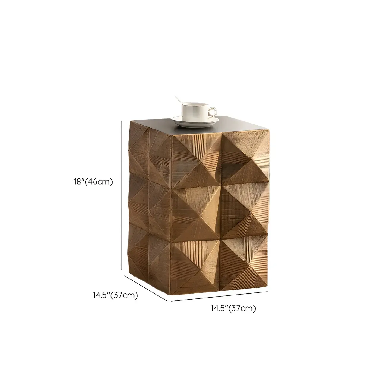 Elegant Geometric Wooden Block Accent Side Table