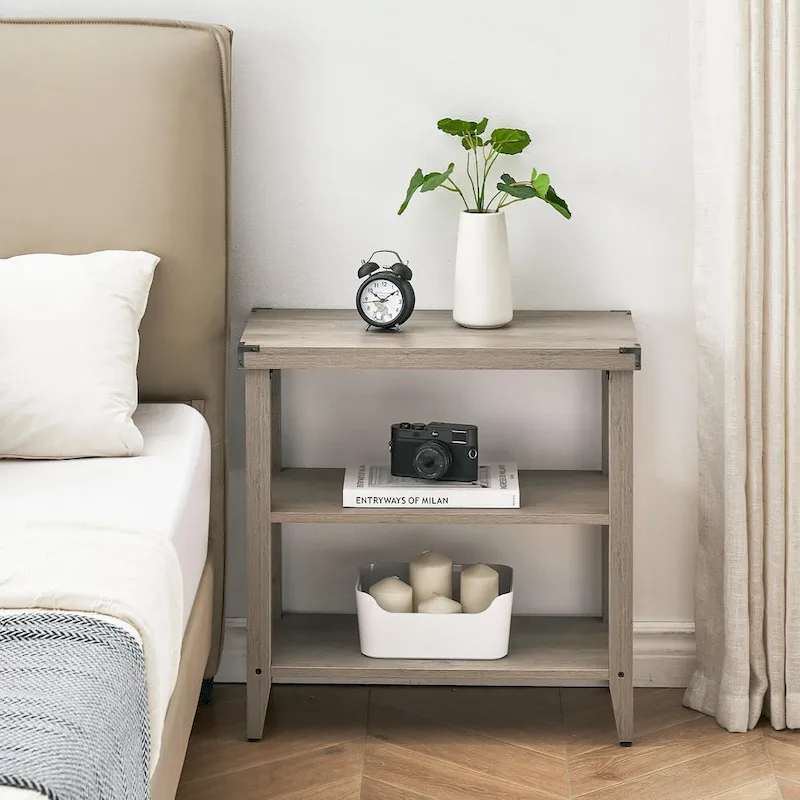 Farmhouse 3-Tier Rustic End Table