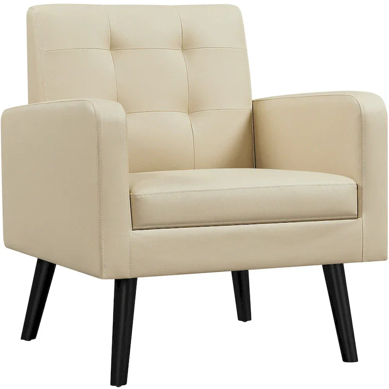 Yaheetech Modern Faux Leather Tufted Accent Chair with Solid Wood Legs - 28.52933