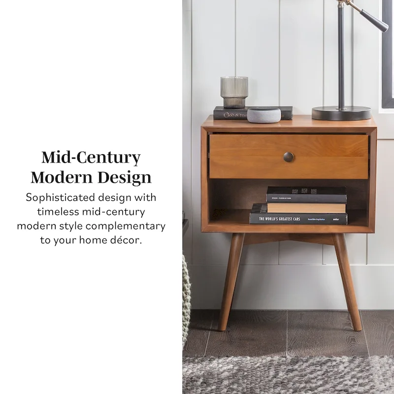 Middlebrook Mid-Century Solid Wood 1-Drawer Nightstand, Set of 2