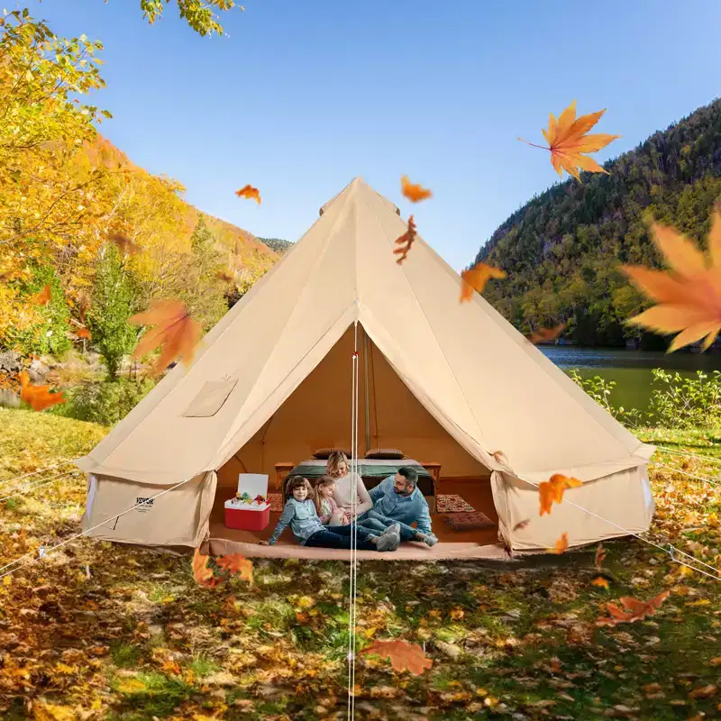 VEVOR Canvas Bell Tent, 4 Seasons 6 m/19.68 ft Yurt Tent, Canvas Tent for Camping with Stove Jack, Breathable Tent Holds up to 10 People